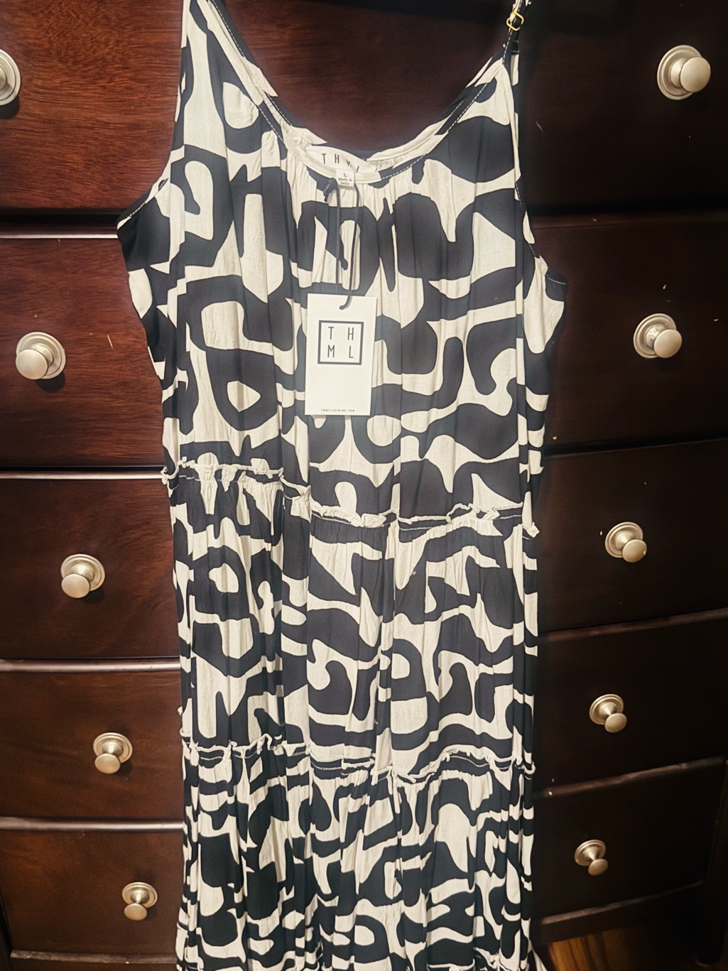 Thml Black And White Bold Abstract Maxi Dress